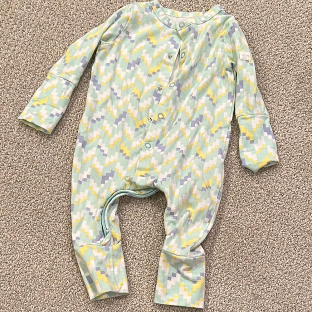 Seraphine Green Yellow Purple Footies with Full-Body Design 0-4 months